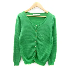 イエナ IENA カーディガン ミドル丈 ラウンドネック ボーダー柄 グリーン /SY20