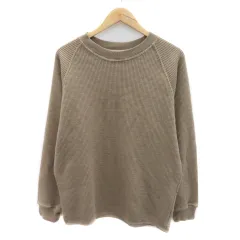 グローバルワーク GLOBAL WORK カットソー 長袖 ワッフル生地 M ベージュ /YK24