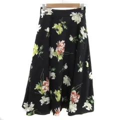 アンデミュウ Andemiu フレアスカート ロング丈 花柄 F マルチカラー 黒 ブラック /YS7