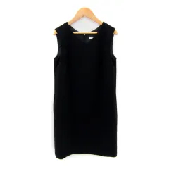 エムプルミエ M-Premier ワンピース ひざ丈 ノースリーブ Vネック 無地 34 XS 黒 ブラック /SY42