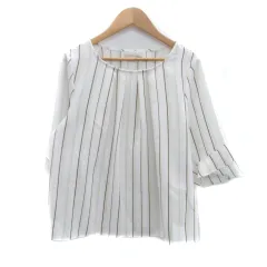 エニィスィス エニシス anySiS ブラウス カットソー ラウンドネック 五分袖 ストライプ柄 1 S マルチカラー オフホワイト /HO37