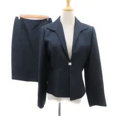 エマジェイムス EMMAJAMES フォーマル セットアップ 上下 ジャケット ミドル丈 総柄 タイトスカート スリット ひざ丈 11 紺 ネイビー /YK50