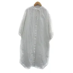 シップス SHIPS any シャツワンピース ロング丈 長袖 バンドカラー リボン F 白 ホワイト /YS16