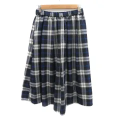ユナイテッドアローズ A DAY IN THE LIFE UNITED ARROWS フレアスカート ギャザースカート ロング丈 チェック柄 38 M マルチカラー 紺 ネイビー /YK14