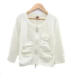 サトコオブスタイル satoko of style カーディガン ミドル丈 七分袖 ダブルジップ コサージュ付き 38 M オフホワイト /HO21