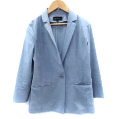 インディヴィ INDIVI テーラードジャケット ミドル丈 シングルボタン 36 S 青 ブルー /SM17