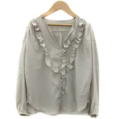 マカフィー MACPHEE トゥモローランド ブラウス シャツ 長袖 スリットネック フリル 38 M ベージュ /YM13