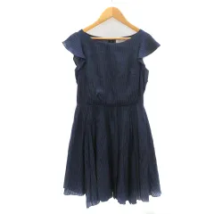 アプワイザーリッシェ Apuweiser-riche ワンピース ミニ丈 半袖 ストライプ柄 1 紺 ネイビー /YK15