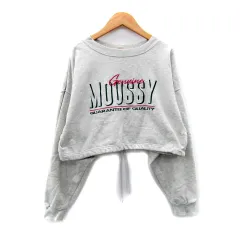 マウジー MOUSSY トレーナー スウェット ショート丈 ロゴ刺繍 F ライトグレー /SY35