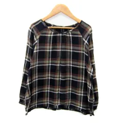 ハートマーケット HEART MARKET ブラウス カットソー 長袖 ラウンドネック チェック柄 マルチカラー F 紺 カーキ /SY42