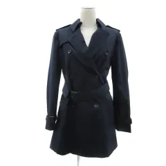 ロペ ROPE トレンチコート スプリングコート ミドル丈 無地 ウエストベルト付き 38 M 紺 ネイビー /YS1