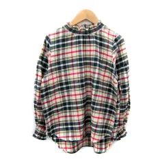 ヘザー Heather ブラウス カットソー 長袖 チェック柄 マルチカラー F 緑 グリーン オフホワイト /SY23