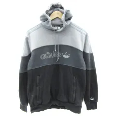 アディダスオリジナルス adidas originals パーカー プルオーバー 長袖 プリント 裏起毛 切替  M グレー /YM27