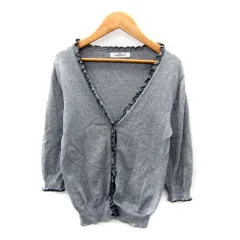 ギャラリービスコンティ GALLERY VISCONTI カーディガン ミドル丈 Vネック 七分袖 無地 2 グレー /SY10