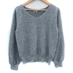 ナチュラルビューティーベーシック NATURAL BEAUTY BASIC ニット カットソー 長袖 Vネック M グレー /SM28