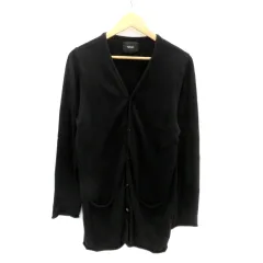 ナノユニバース nano universe ニットカーディガン Vネック ミドル丈 L 黒 ブラック /HO31