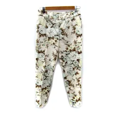 ロートレアモン LAUTREAMONT テーパードパンツ スラックスパンツ ロング丈 花柄 マルチカラー 40 L ライトベージュ /SY10