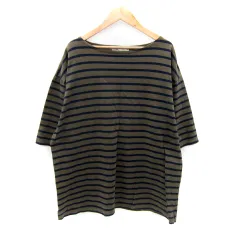 ジャーナルスタンダード JOURNAL STANDARD カットソー 七分袖 ボートネック ボーダー柄 L 茶 ブラウン 紺 ネイビー /SY34