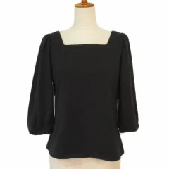 ナノユニバース nano universe カットソー スクエアネック 七分袖 38 黒 ブラック