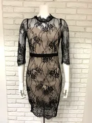 654 Tika ティカ キャバクラ ドレス ミディ 総レース タイト キャバドレス S