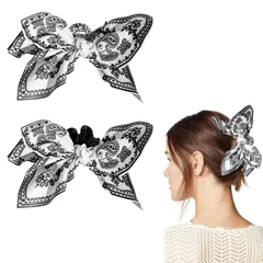 数量限定　ヘアアクセサリー 髪留め 2本セット バンスクリップ 髪ドメクリップ リボンクリップ 大きめ しっかりとまる おしゃれ髪飾り 大人 リボン 韓国 可愛い 髪飾り ヘアクリップ 蝶結リボンデザイン 日常の出社学校に通う