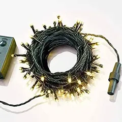 【中古-非常に良い】 イルミネーション ライト LED 100球 ストレートタイプ 10m メモリー 機能 内蔵 コントローラー 付 カラー シャンパン ゴールド 10連結 可能タ