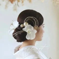 【coquelicot】胡蝶蘭 髪飾り 金箔シート付き／成人式 結婚式 和装 フォトウェディング