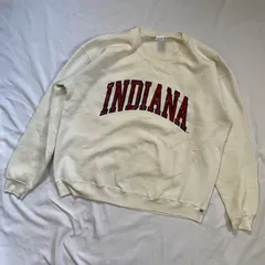 L/古着 ラッセル 長袖 スウェット メンズ 80年代 80s インディアナ クルーネック USA製 白