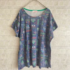 チチカカ　TITICACA　カットソー　Tシャツ【F】　ネイビー系　総柄　レディース　エスニックファッションのサムネイル