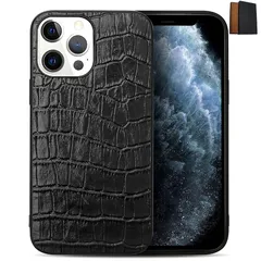 【新品】 日本レリア iPhone 13 Pro Max ケース 本革 レザー クロコダイル エンボス 軽量 カバー スマホケース 国内メーカー・サポート オニキスブラック ギフト箱入 XA061B 1