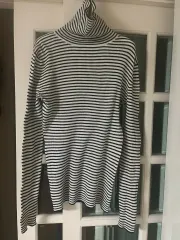 (GAP) ブラック ホワイト ストライプ 長袖 Tシャツ M