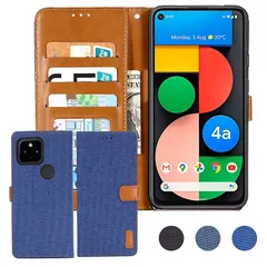 【新品】 【Anrek】互換性 Google Pixel 4a 5G / Pixel 5XL 対応 Google デニム材料 手帳ケース (ブルー) グーグル ピクセル4a 5G pixel5xl pixel4a5g カバー 手帳型 カード収納 サイドマグ 1