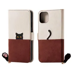 【新品】 エレコム iPhone 11 ケース ソフトレザー [ネコと目が合うケース] フェルト調生地 ブラウン PM-A19CPLFJA101 0