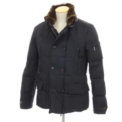【中古】ムーレー MOORER ポリエステル スタンドカラー ダウンジャケット ダークネイビー【サイズ44】【メンズ】