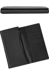 【新品】[LS LASIEM] 【最小薄型長財布】長財布 メンズ 小さい長財布 メンズ財布 本革 レザー 薄い 小さい 短い 短め 薄型 コンパクト スキミング防止 カードケース 小銭入れ 時短 革 折りたたみ ブラック 黒色 525db337