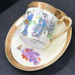 オールドノリタケ　金彩 美人風景画 カップ ＆ ソーサー アンティーク（ マルキ印 ・ 英国輸出向け ） 1911年～1941年 ( POP_24A )