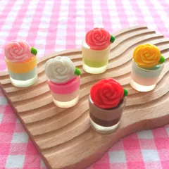 【1087】100個 デコパーツ ミニチュア バラ カップ スイーツ ミックス まとめ売り