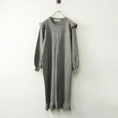 美品 ビッキー VICKY フリル使い袖ボリュームニットワンピース 2＼グレー ロング ドレス チュニック【2400014839265】