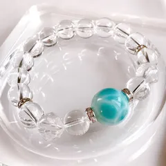 濃い色14.5mm大玉ラリマー水晶天然石ブレスレットパワーストーンブレスレット