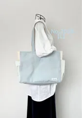 【Lサイズ】ライトグレー　8号倉敷帆布使用　肩掛けバッグ　akaneko 大きめバッグ　トートバッグ　A4収納　水色　グレー