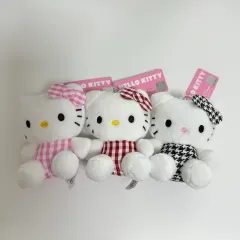 (新品) Sanrio サンリオ ピンク レッド ブラック CHECK hello kitty(ハローキティ) ぬいぐるみ キーホルダー セット