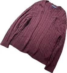 【美品】ポロラルフローレン ケーブルニット　セーター　 XL ボルドー 綿