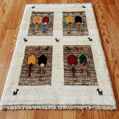 ギャッベ 本物 手織り イラン産 ロリバフ 83×118cm ペルシャ絨毯