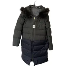 【美品】Spick&Span スピックアンドスパン 異素材切り替えロングダウンコート フードファー グレー サイズ38【Z1768】
