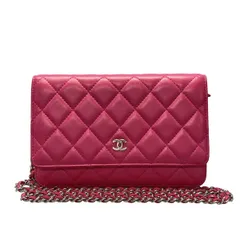 CHANEL(シャネル) 財布 マトラッセ ピンク チェーンウォレット/シルバー金具 ラムスキン
