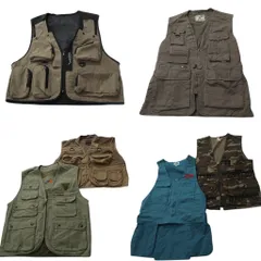 古着卸 まとめ売り ハンティング・フィッシング系 ベスト MIX ジャケット 6枚セット (メンズ M ) 迷彩柄 カーキ ベージュ 中古 古着 ND8750