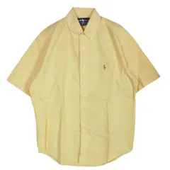 RALPH LAUREN ラルフローレン BLAKE ロゴ刺繍 ボタンダウン 半袖 シャツ イエロー系 M【中古】