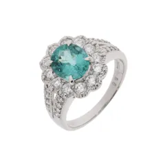 ノーブランド  パライバトルマリン1.86ct ダイヤ1.01ct #12 ブラジル産  12号 レディース Pt900プラチナ  リング・指輪