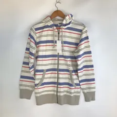 タグ付き UNIQLO スウェットフルジップパーカ メンズ L ホワイト×ボーダー 3122202602190037