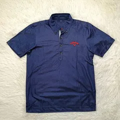 美品 Callaway キャロウェイ メンズ 半袖 ポロシャツ Lサイズ ネイビー系 紺 ドット ゴルフ